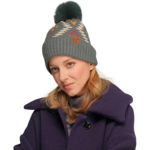 imageCC Exclusives Plush Yarn Pom Beanie hat with Daisy Pattern HAT2093HAT3001HAT4005HAT4009HAT4023Aztecforest Green