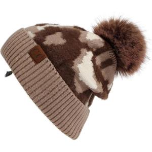 imageCC Exclusives Plush Yarn Pom Beanie hat with Daisy Pattern HAT2093HAT3001HAT4005HAT4009HAT4023Camotaupe