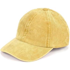imageCC Exclusives Stone Washed Corduroy CrissCross Ponytail Baseball Cap for Women Adjustable High Bun HatStone Washed  Honey Mustard