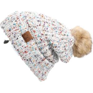 imageCC Exclusives Womens Winter Seed Stitched Confetti Pom Beanie Hat HAT1816HAT2214HAT2085HAT3841A Confetti Mohair Ribbedivory