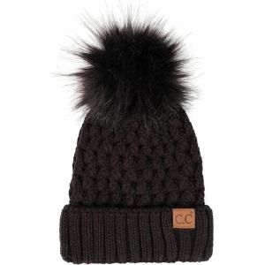 imageCC Exclusives Womens Winter Seed Stitched Confetti Pom Beanie Hat HAT1816HAT2214HAT2085HAT3841A Lattice Crossover Stitchblack