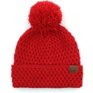 imageCC Exclusives Womens Winter Seed Stitched Confetti Pom Beanie Hat HAT1816HAT2214HAT2085HAT3841Bee Stitch Patternred