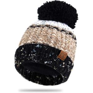 imageCC Exclusives Womens Winter Seed Stitched Confetti Pom Beanie Hat HAT1816HAT2214HAT2085HAT3841Black Taupe