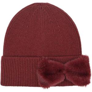 imageCC Faux Fur Bow Winter Beanie for WomenBurgundy