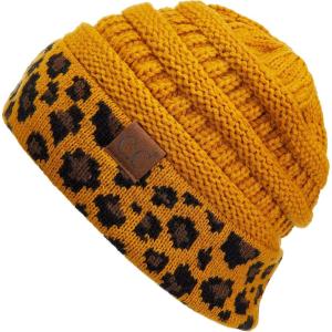 imageCC Hatsandscarf CC Exclusives Solid Color Beanie Tail Hat0 Leopard Mustard