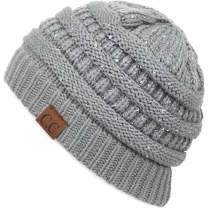 imageCC Hatsandscarf CC Exclusives Solid Color Beanie Tail HatSequin Natural Grey