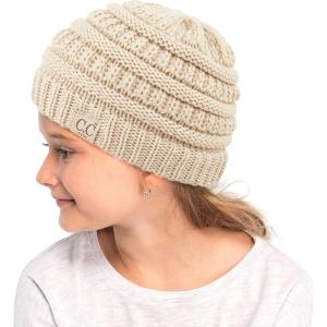imageCC Hatsandscarf Kids Beanie Ages 25 Warm Chunky Thick Stretchy Knit Slouch Beanie Skull Hats YJ847KIDSBeige