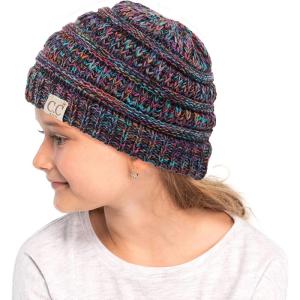 imageCC Hatsandscarf Kids Beanie Ages 25 Warm Chunky Thick Stretchy Knit Slouch Beanie Skull Hats YJ847KIDSBlack Multi