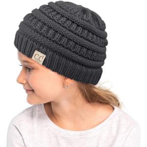 imageCC Hatsandscarf Kids Beanie Ages 25 Warm Chunky Thick Stretchy Knit Slouch Beanie Skull Hats YJ847KIDSDk Mel Grey