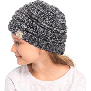 imageCC Hatsandscarf Kids Beanie Ages 25 Warm Chunky Thick Stretchy Knit Slouch Beanie Skull Hats YJ847KIDSDkgrey Mix