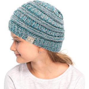 imageCC Hatsandscarf Kids Beanie Ages 25 Warm Chunky Thick Stretchy Knit Slouch Beanie Skull Hats YJ847KIDSGreen Mix