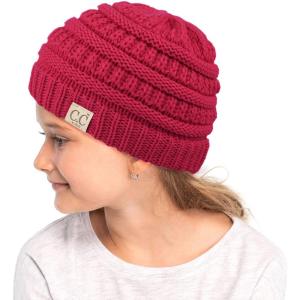 imageCC Hatsandscarf Kids Beanie Ages 25 Warm Chunky Thick Stretchy Knit Slouch Beanie Skull Hats YJ847KIDSHot Pink Amazon
