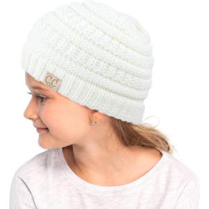 imageCC Hatsandscarf Kids Beanie Ages 25 Warm Chunky Thick Stretchy Knit Slouch Beanie Skull Hats YJ847KIDSIvory