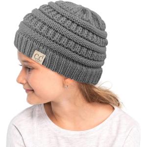 imageCC Hatsandscarf Kids Beanie Ages 25 Warm Chunky Thick Stretchy Knit Slouch Beanie Skull Hats YJ847KIDSLt Mel Grey