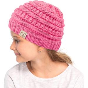 imageCC Hatsandscarf Kids Beanie Ages 25 Warm Chunky Thick Stretchy Knit Slouch Beanie Skull Hats YJ847KIDSNew Candy Pink Amz