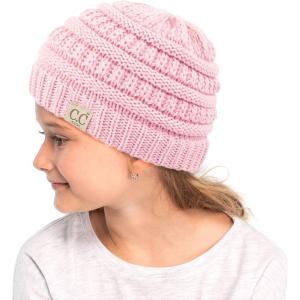 imageCC Hatsandscarf Kids Beanie Ages 25 Warm Chunky Thick Stretchy Knit Slouch Beanie Skull Hats YJ847KIDSPale Pink
