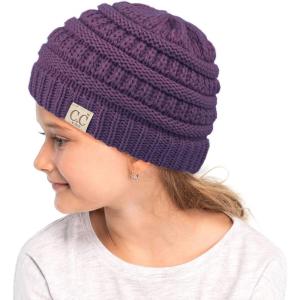 imageCC Hatsandscarf Kids Beanie Ages 25 Warm Chunky Thick Stretchy Knit Slouch Beanie Skull Hats YJ847KIDSPurple