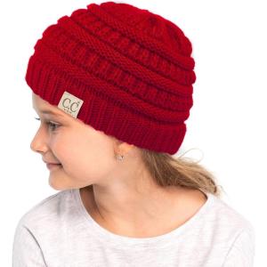 imageCC Hatsandscarf Kids Beanie Ages 25 Warm Chunky Thick Stretchy Knit Slouch Beanie Skull Hats YJ847KIDSRed