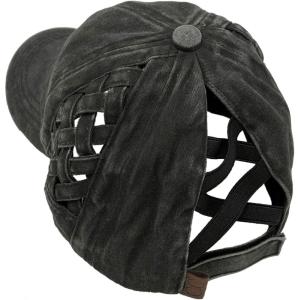 imageCC Kids 25 Ponytail Messy Buns Ponycaps Baseball Visor Cap HatBlack