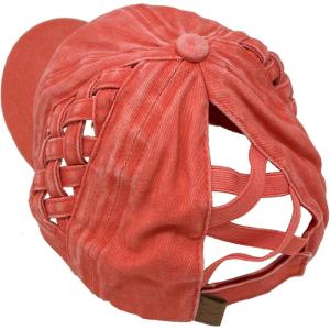 imageCC Kids 25 Ponytail Messy Buns Ponycaps Baseball Visor Cap HatCoral