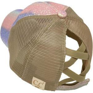 imageCC Kids 25 Ponytail Messy Buns Ponycaps Baseball Visor Cap HatCriss Cross Crystal Chunky Glitter Unicorn