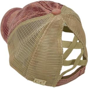 imageCC Kids 25 Ponytail Messy Buns Ponycaps Baseball Visor Cap HatCriss Cross Stone Washed Berry