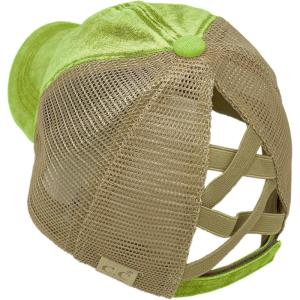 imageCC Kids 25 Ponytail Messy Buns Ponycaps Baseball Visor Cap HatCriss Cross Stone Washed Lime
