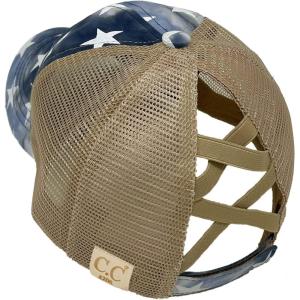 imageCC Kids 25 Ponytail Messy Buns Ponycaps Baseball Visor Cap HatCriss Cross Tie Dye Usa Stars Navy