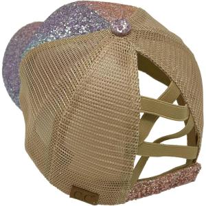 imageCC Kids 25 Ponytail Messy Buns Ponycaps Baseball Visor Cap HatMulti