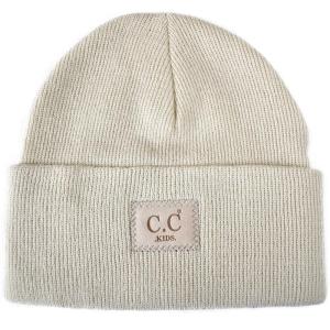 imageCC Kids Childrens Winter Knit Plain Cuff Skull Cap Beanie HatBeige