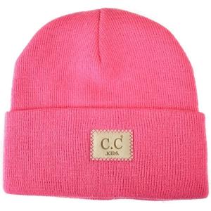 imageCC Kids Childrens Winter Knit Plain Cuff Skull Cap Beanie HatCandy Pink
