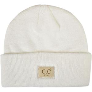 imageCC Kids Childrens Winter Knit Plain Cuff Skull Cap Beanie HatHeather Classic White