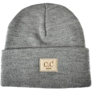 imageCC Kids Childrens Winter Knit Plain Cuff Skull Cap Beanie HatLight Melange Gray