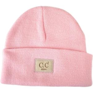 imageCC Kids Childrens Winter Knit Plain Cuff Skull Cap Beanie HatPale Pink