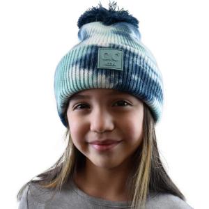 imageCC Kids Childrens Winter Thick Knit Tie Dye Pom Cuff BeanieDeep TealSeagreen