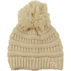 imageCC Kids Cute Warm and Comfy Pom Pom Childrens Knit Ski Beanie HatBeige