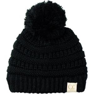 imageCC Kids Cute Warm and Comfy Pom Pom Childrens Knit Ski Beanie HatBlack