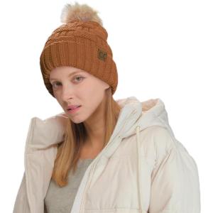 imageCC Knit Beanie Hat  Fuzzy Fleece Lined Warm Winter Hat for Women Soft Stretchy Slouchy Knit Cap Cold Weather BeanieClay