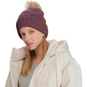imageCC Knit Beanie Hat  Fuzzy Fleece Lined Warm Winter Hat for Women Soft Stretchy Slouchy Knit Cap Cold Weather BeanieCoco Berry