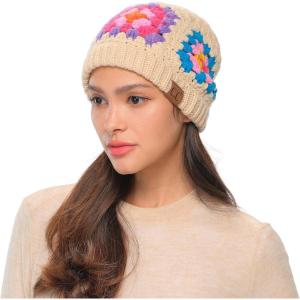 imageCC Multi Color Crochet Beanie ampamp Headwrap for Women Unisex  Stretchable Soft Warm Knit Winter Skully HatBeige
