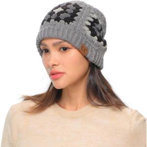 imageCC Multi Color Crochet Beanie ampamp Headwrap for Women Unisex  Stretchable Soft Warm Knit Winter Skully HatGrey