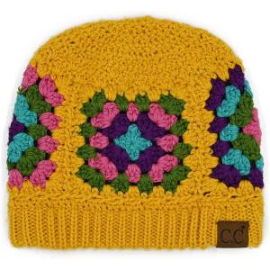 imageCC Multi Color Crochet Beanie ampamp Headwrap for Women Unisex  Stretchable Soft Warm Knit Winter Skully HatMustard