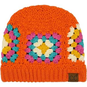 imageCC Multi Color Crochet Beanie ampamp Headwrap for Women Unisex  Stretchable Soft Warm Knit Winter Skully HatOrange