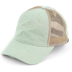 imageCC Pony Cap for WomenDistressed Semi Side Mesh Lt Sage