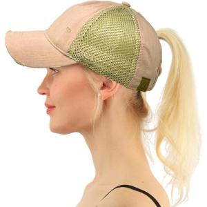 imageCC Pony Cap for WomenDistressed Semi Side Mesh Rose