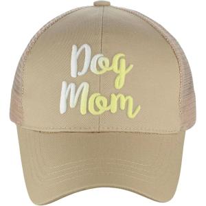 imageCC Ponycap Color Changing 3D Embroidered Quote Adjustable Trucker Baseball CapDog Mom  Khaki