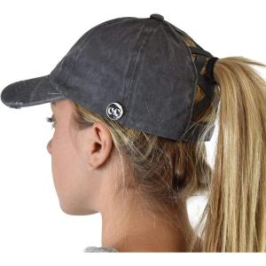 imageCC Ponycap Criss Cross Messy Bun Side Button for Mask Adjustable Baseball CapCharcoal