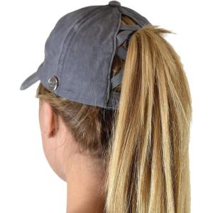 imageCC Ponycap Criss Cross Messy Bun Side Button for Mask Adjustable Baseball CapGray