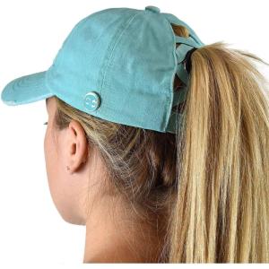 imageCC Ponycap Criss Cross Messy Bun Side Button for Mask Adjustable Baseball CapMint