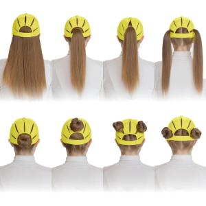 imageCC Ponycap Messy High Bun Ponytail Adjustable Trucker Baseball Cap HatNeon Yellow